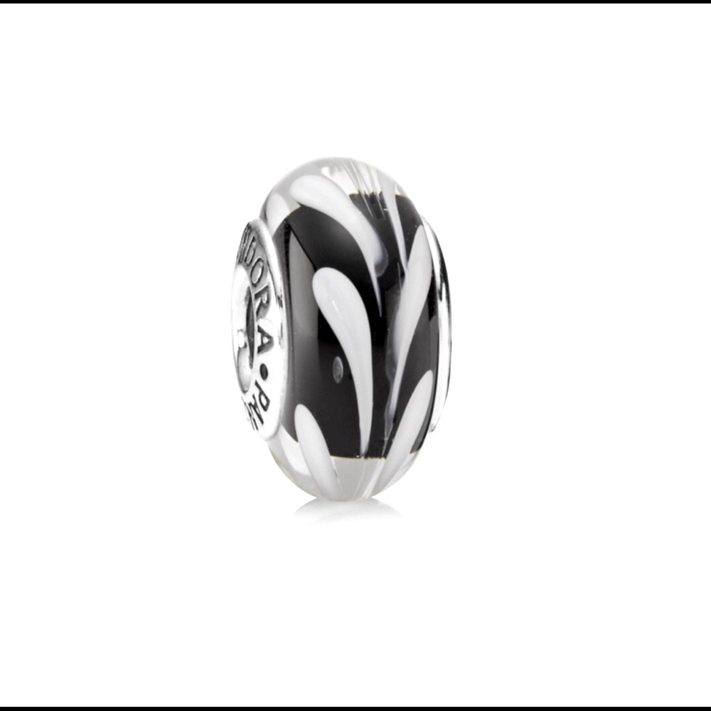 Black and White Glass Swirl Charm